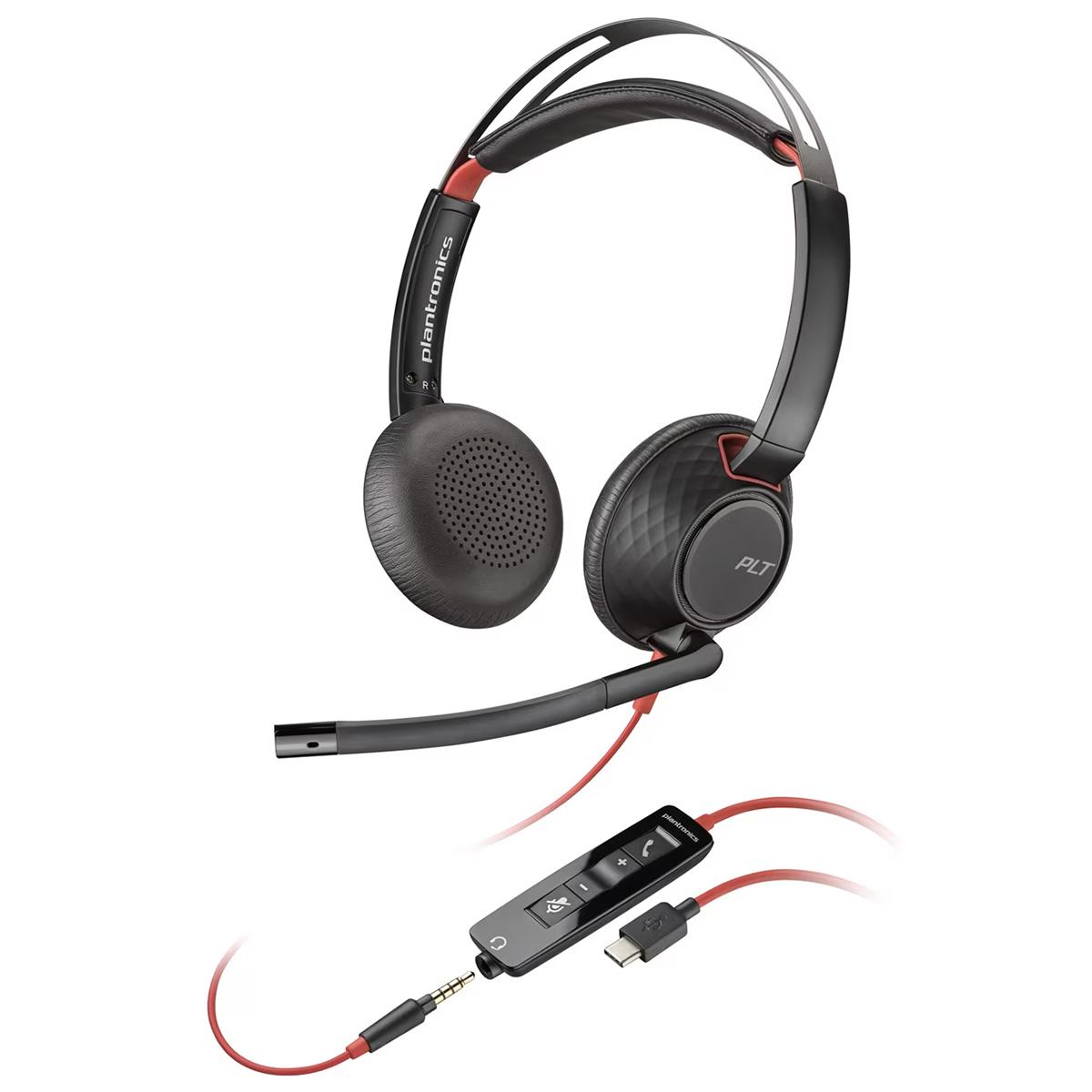 Auricular con Micrófono Poly Blackwire 5220 USB-C + Conector de 3,5 mm + Adaptador USB-C/A -8X231AA Auricular con Micrófono Poly Blackwire 5220 USB-C + Conector de 3,5 mm + Adaptador USB-C/A -8X231AA