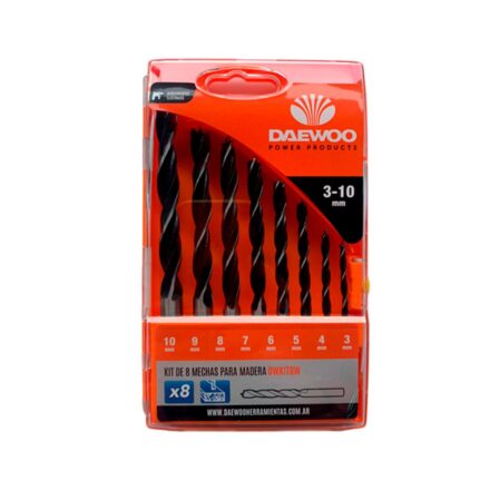 Kit De 8 Mechas Daewoo Dwkit8w Para Madera Tamaños 3 Al 10