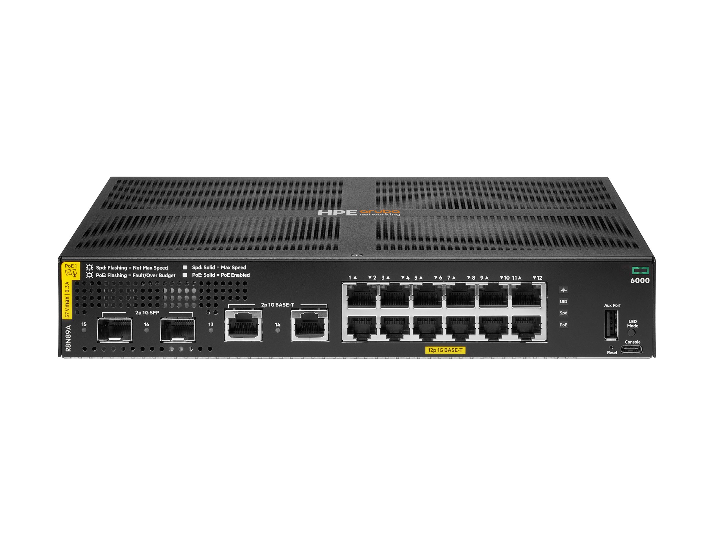 Switch HP Aruba CX 6000 12 Puertos PoE+ 139W 2SFP Gestionado R8N89A Switch HP Aruba CX 6000 12 Puertos PoE+ 139W 2SFP Gestionado R8N89A