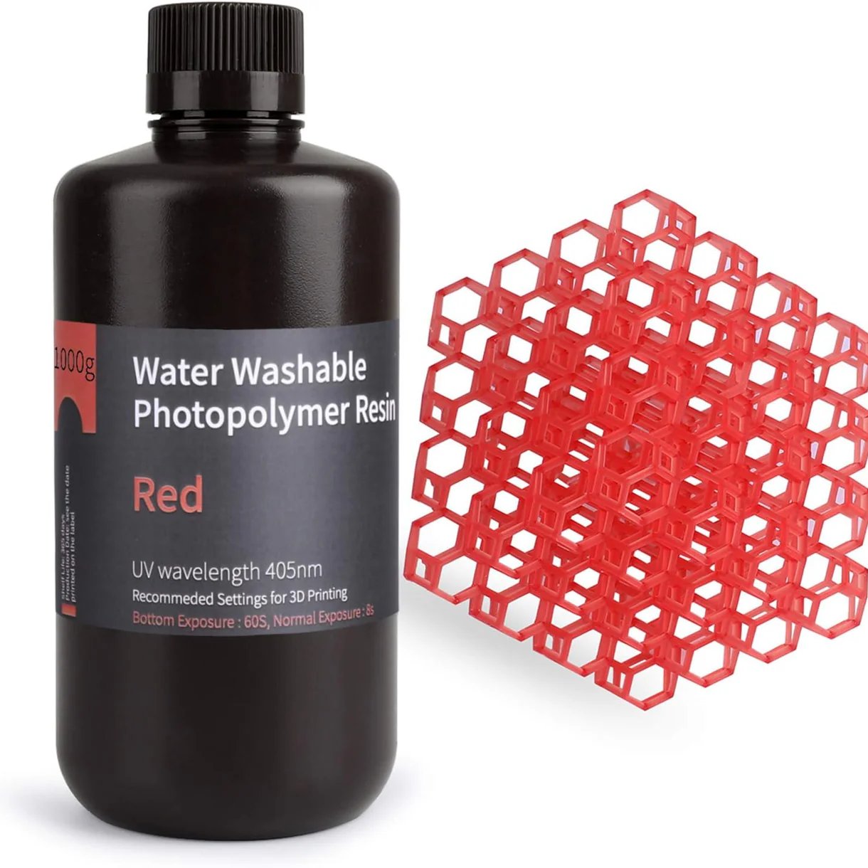 RESINA ELEGOO LAVABLE AL AGUA 1 KG ROJA TRASLUCIDA RESINA ELEGOO LAVABLE AL AGUA 1 KG ROJA TRASLUCIDA