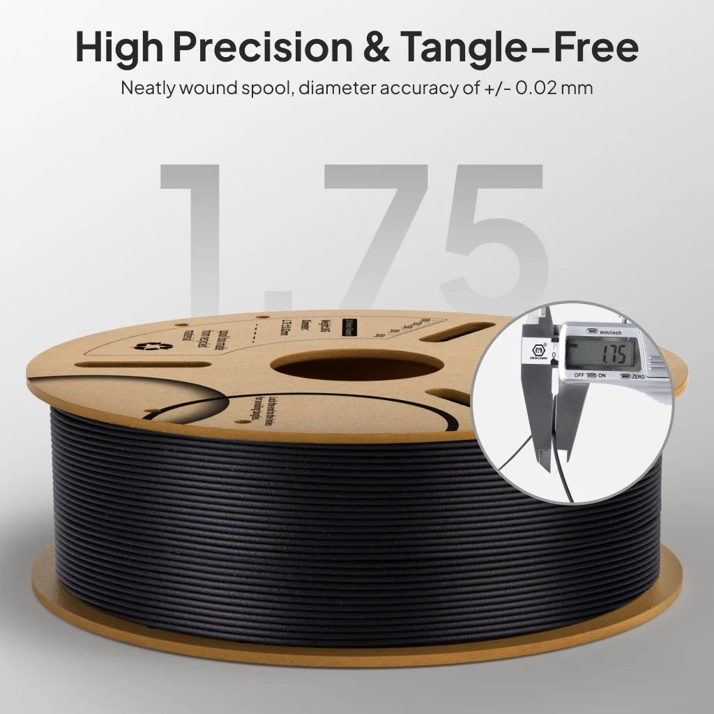 rnk 50.203.0464 galeria05 5 3 FILAMENTO ELEGOO PLA - FIBRA CARBONO -1.75mm-1KG- NEGRO - imagen 6