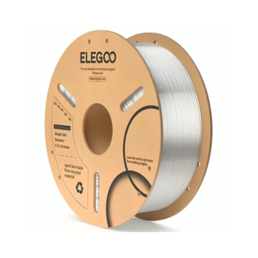Filamento ELEGOO PLA+ Traslúcido 1.75mm 1KG — Alta Precisión ±0.02mm Filamento ELEGOO PLA+ Traslúcido 1.75mm 1KG — Alta Precisión ±0.02mm