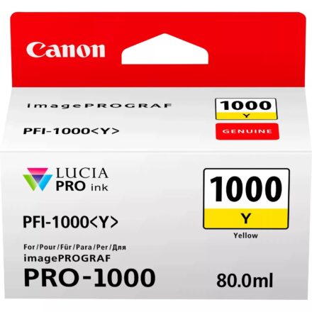 Cartucho Canon PFI-1000Y Amarillo 80ml Lucia Pro-1000